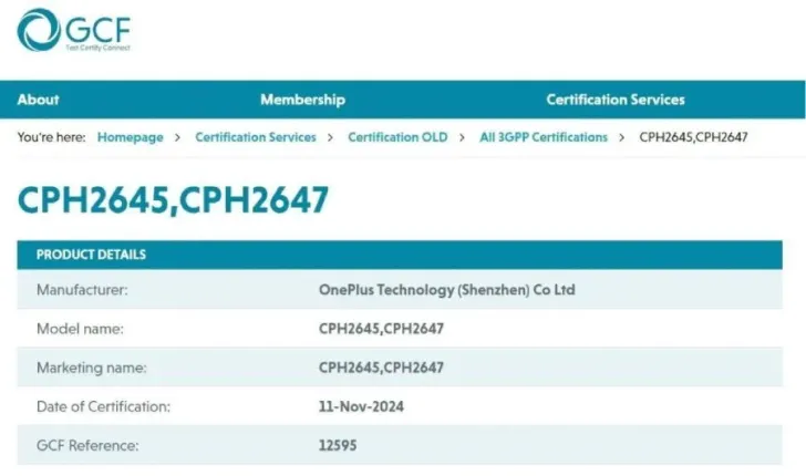 OnePlus 13R 5G certifications