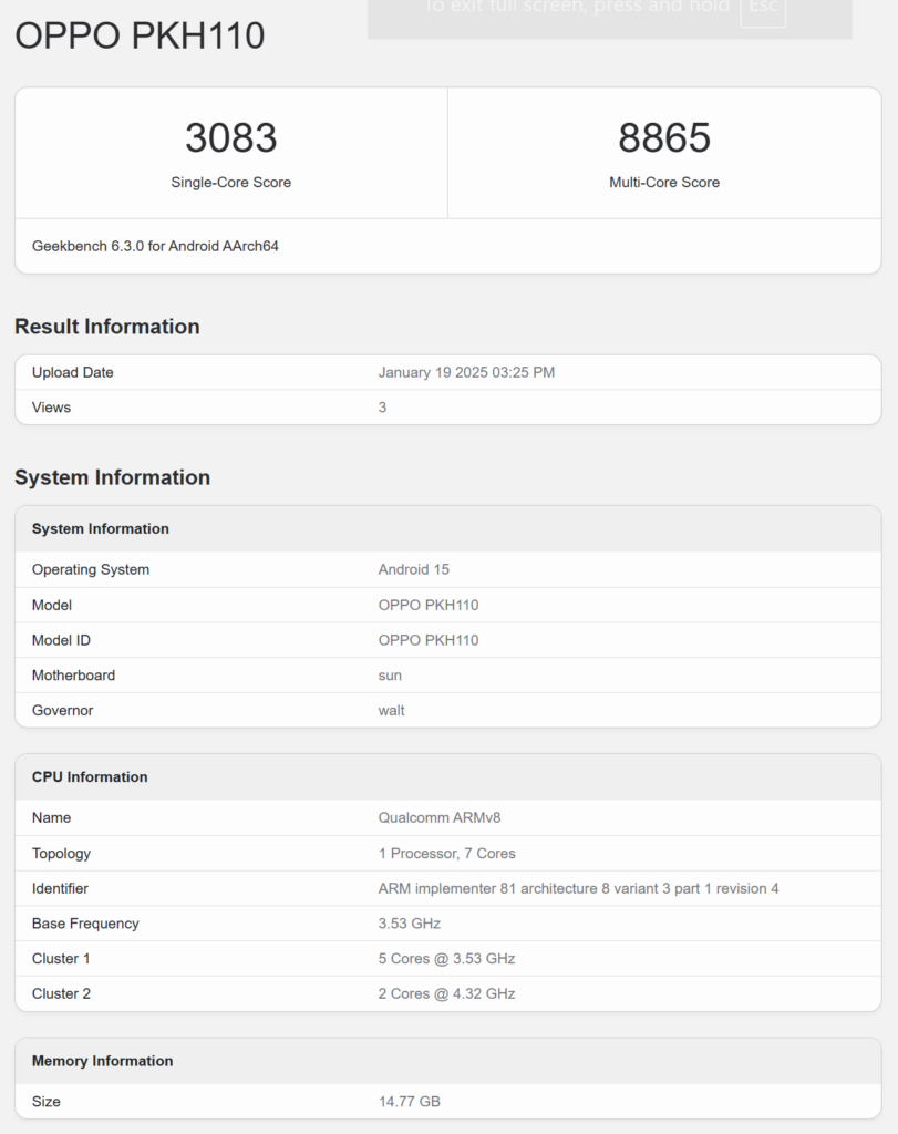 OPPO Find N5 Geekbench