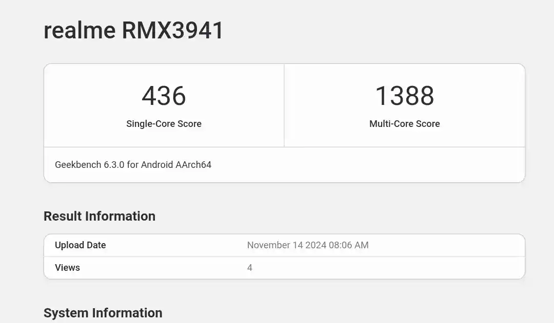 Realme C75 4G geekbench