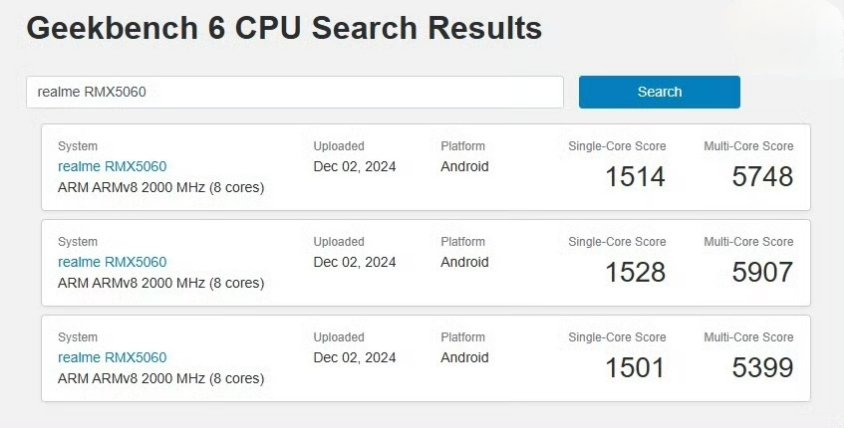 Realme Neo 7 Geekbench