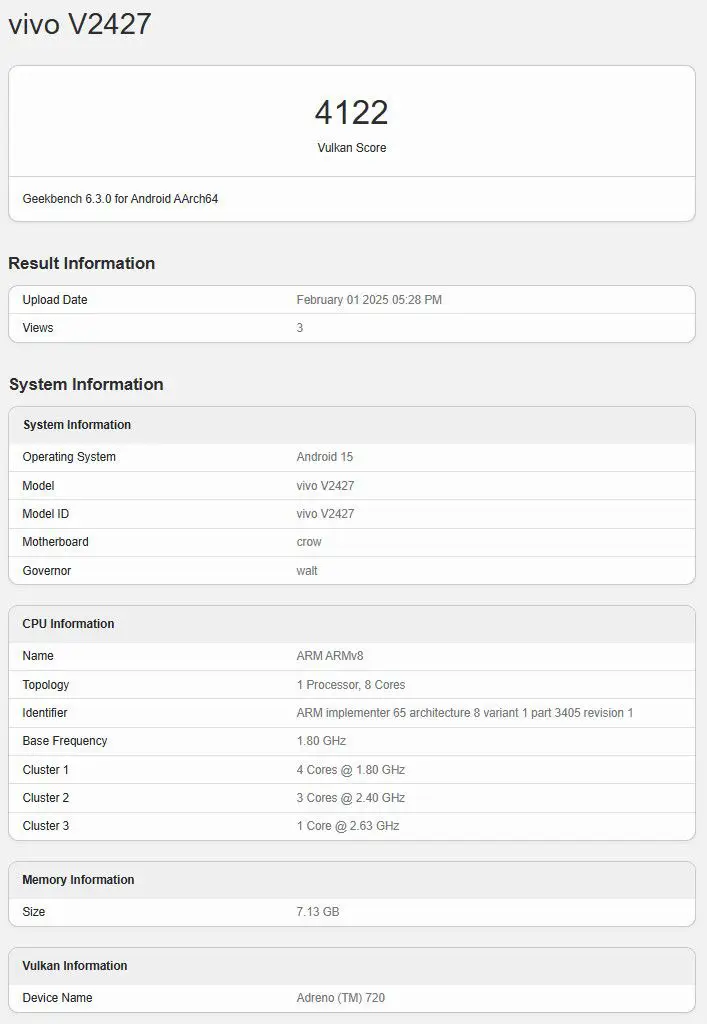 vivo v50 on geekbench